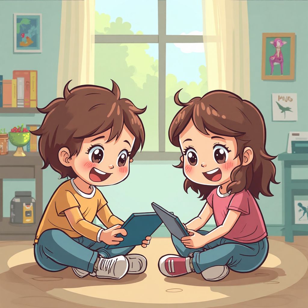 Kids playing educational mobile games