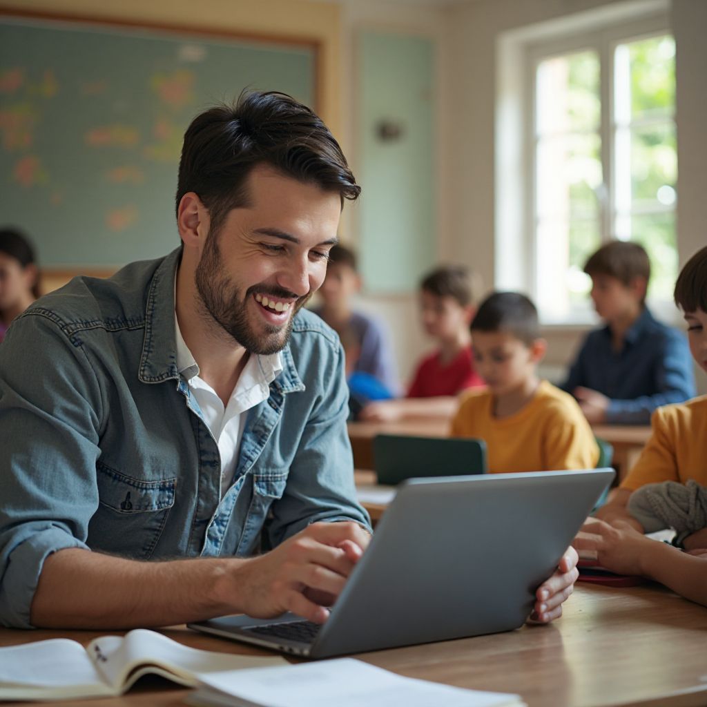 Teacher James with his students